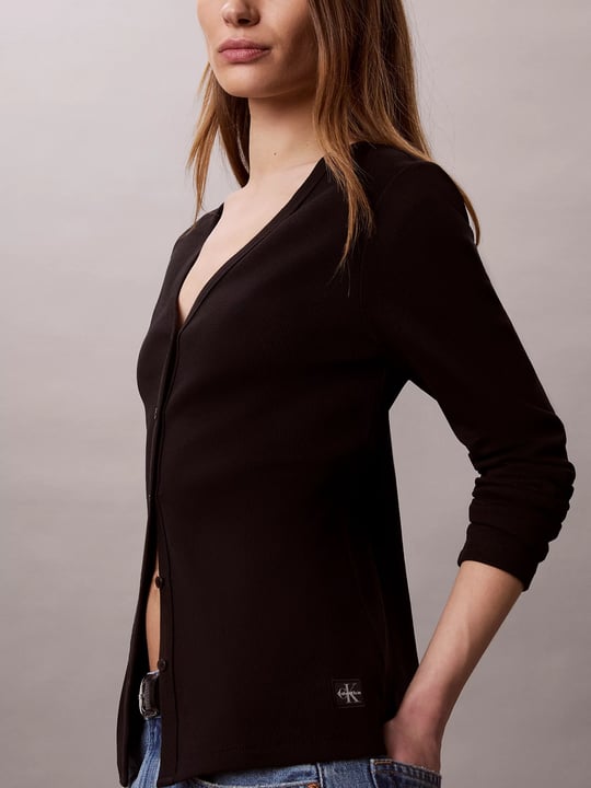 Calvin Klein Calvin Klein Kadın Regular Fit Pamuklu Uzun Kollu Siyah Hırka LV047G207G-UB1
