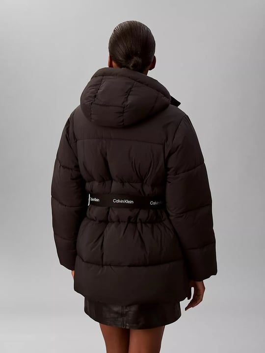 Calvin Klein Calvin Klein Kadın Regular Fit Su ve Rüzgar İtici Kapüşonlu Çıkarılabilir Logo Kemerli Şişme Siyah Mont LV047D507G-UB1