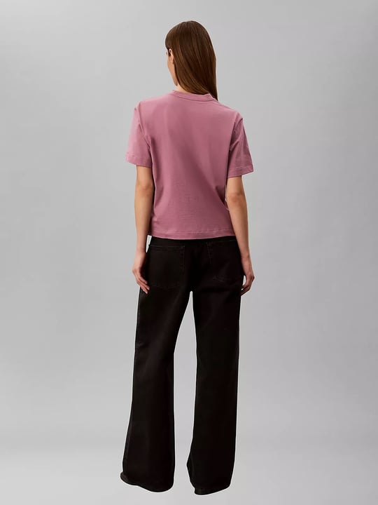 Calvin Klein Calvin Klein Kadın Regular Fit Yuvarlak Yakalı Pamuklu Logo Nakışlı Kısa Kollu Pembe T-Shirt LV047H802G-VCB