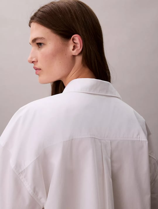 Calvin Klein Calvin Klein Kadın Regular Fit Gömlek Yaka Uzun Kollu Beyaz Gömlek LV044E170G-YAA