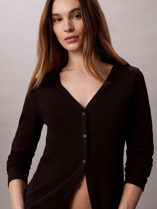 Calvin Klein Calvin Klein Kadın Regular Fit Pamuklu Uzun Kollu Siyah Hırka LV047G207G-UB1