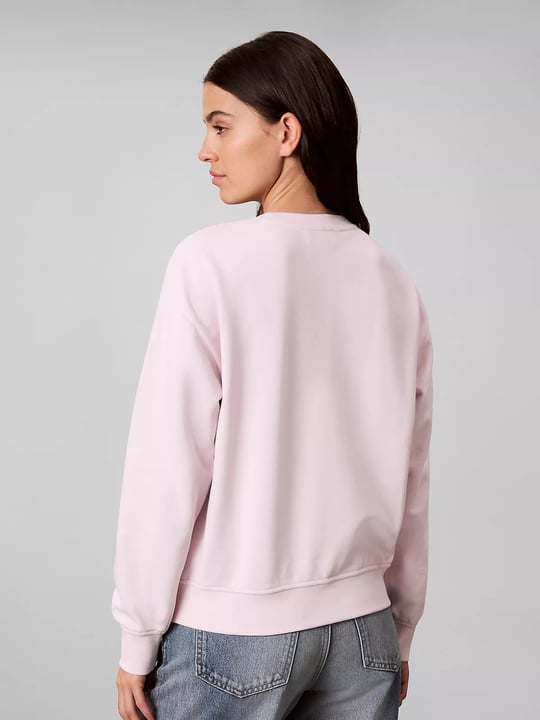 Calvin Klein Calvin Klein Kadın Relaxed Fit Havlu Kumaş Monogram Logolu Bisiklet Yaka Düşük Omuzlu Uzun Kollu Pembe Sweatshirt LV047F223G-3FS