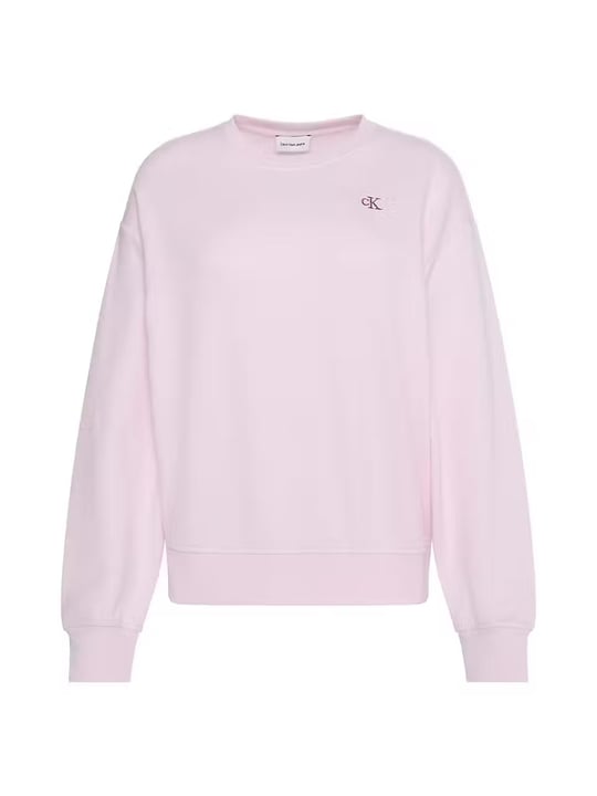 Calvin Klein Calvin Klein Kadın Relaxed Fit Havlu Kumaş Monogram Logolu Bisiklet Yaka Düşük Omuzlu Uzun Kollu Pembe Sweatshirt LV047F223G-3FS