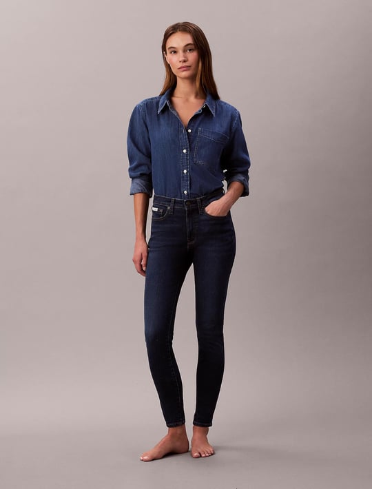 Calvin Klein Calvin Klein Kadın Skinny Fit Yüksek Bel Dar Paça Pamuklu Esnek Denim Lacivert Pantolon LV047B772G-R7C