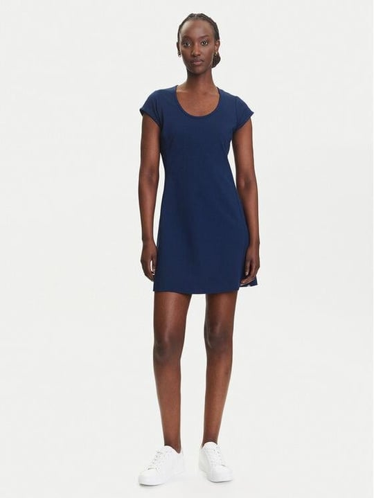 Calvin Klein Calvin Klein Kadın Slim Fit Yuvarlak Yakalı Kısa Kollu Pamuklu Mini Lacivert Elbise LV047C238G-VU5
