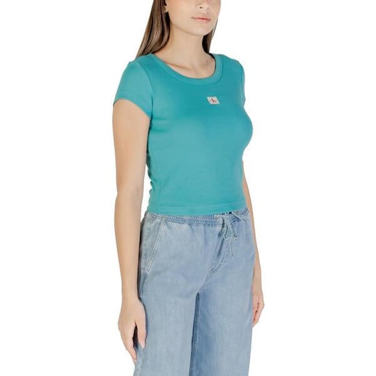 Calvin Klein Calvin Klein Kadın Slim Fit Yuvarlak Yaka Pamuklu Kısa Kollu Yeşil T-Shirt LV047C200G-XEG