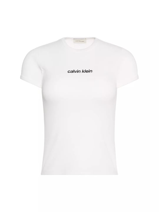 Calvin Klein Calvin Klein Kadın Slim Fit Yuvarlak Yakalı Logo Detaylı Kısa Kollu Beyaz T-Shirt LV047G816G-YAF
