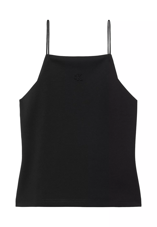 Calvin Klein Calvin Klein Kadın Slim Fit Dar İp Askılı Pamuklu Düz Dokuma Kumaş Siyah Bluz LV044F206G-UB1