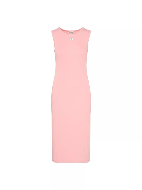 Calvin Klein Calvin Klein Kadın Slim Fit Yuvarlak Yakalı CK Logo İmzalı Kolsuz Midi Pembe Elbise LV047G209G-1FS