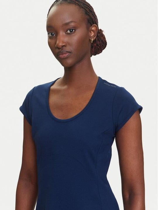 Calvin Klein Calvin Klein Kadın Slim Fit Yuvarlak Yakalı Kısa Kollu Pamuklu Mini Lacivert Elbise LV047C238G-VU5