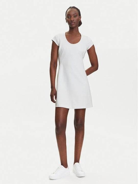 Calvin Klein Calvin Klein Kadın Slim Fit Yuvarlak Yakalı Kısa Kollu Pamuklu Mini Beyaz Elbise LV047C238G-YAS