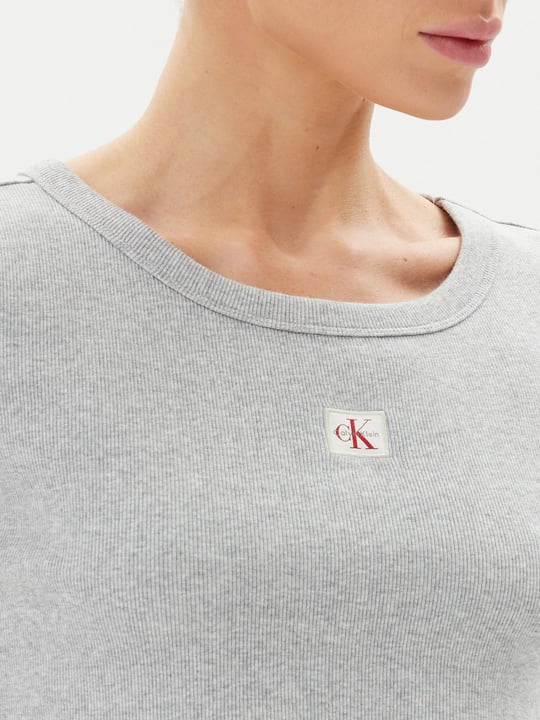 Calvin Klein Calvin Klein Kadın Slim Fit Yuvarlak Yaka Pamuklu Kısa Kollu Gri T-Shirt LV047C200G-P79