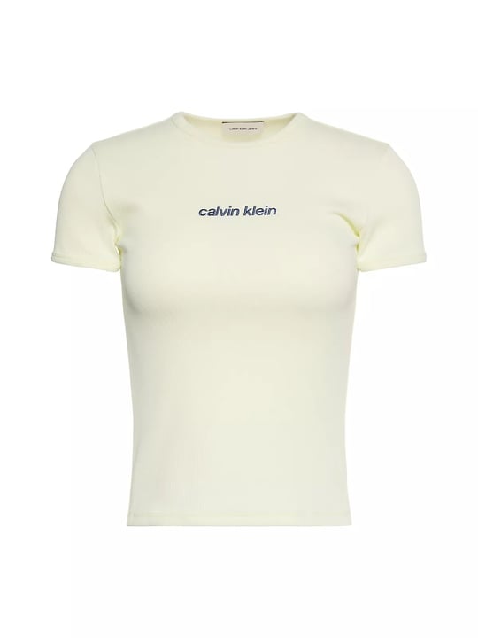 Calvin Klein Calvin Klein Kadın Slim Fit Yuvarlak Yakalı Logo Detaylı Kısa Kollu Bej T-Shirt LV047G816G-486