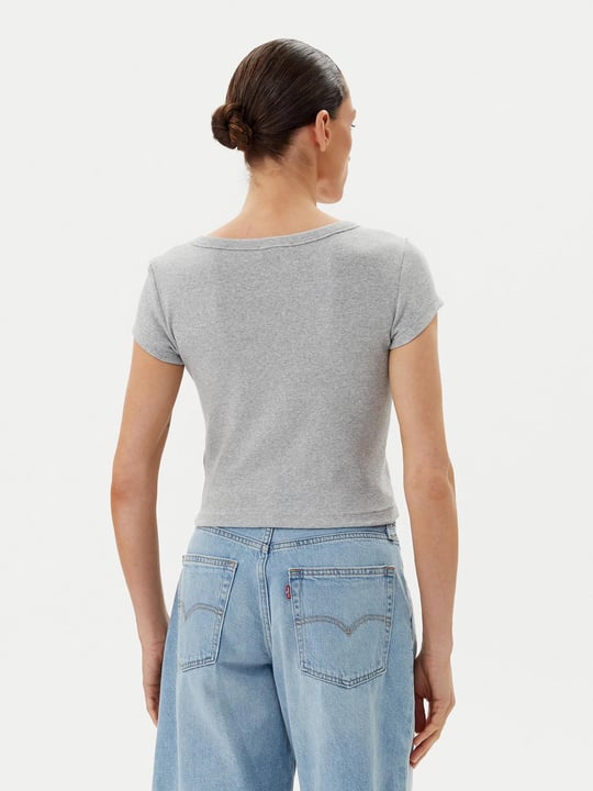 Calvin Klein Calvin Klein Kadın Slim Fit Yuvarlak Yaka Pamuklu Kısa Kollu Gri T-Shirt LV047C200G-P79