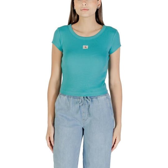 Calvin Klein Calvin Klein Kadın Slim Fit Yuvarlak Yaka Pamuklu Kısa Kollu Yeşil T-Shirt LV047C200G-XEG