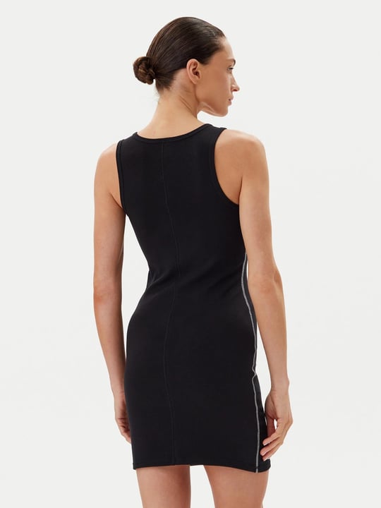 Calvin Klein Calvin Klein Kadın Slim Fit Yuvarlak Yakalı Askılı Logo Baskılı Pamuklu Mini Siyah Elbise LV044C203G-UB1