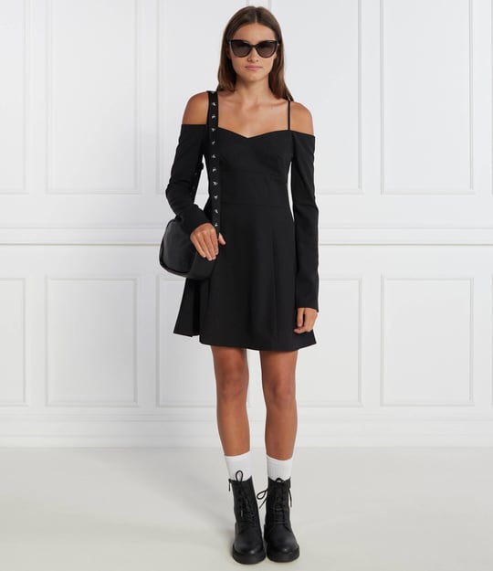 Calvin Klein Calvin Kleın Kadın Uzun kollu Günlük Kullanım Normal kesim Siyah Elbise J20J221914-BEH