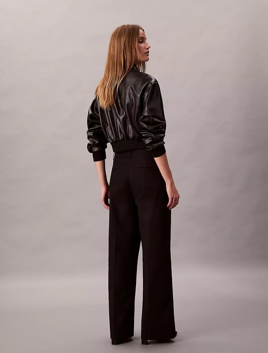 Calvin Klein Calvin Klein Kadın Yüksek Bel Geniş Paça Rahat Kesim Siyah Pantolon LV044D664G-UB1