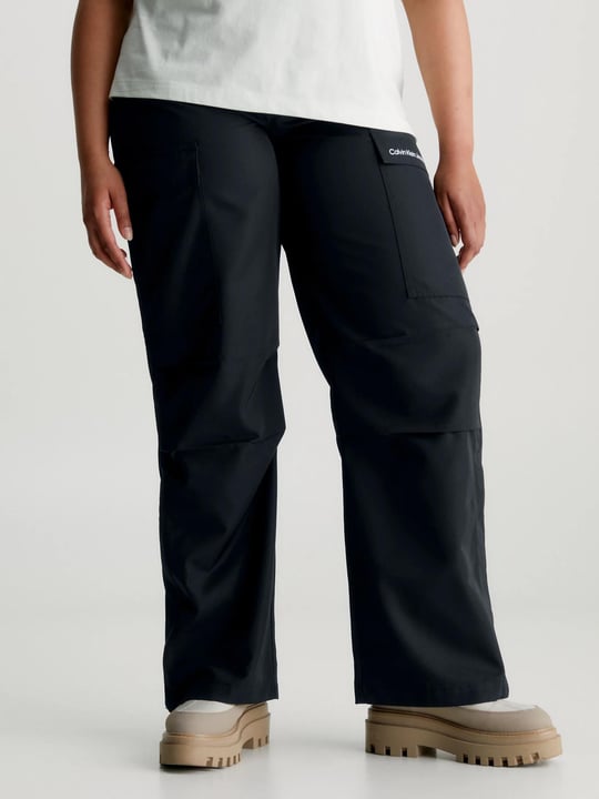 Calvin Klein Calvin Kleın Kadın Yüksek Belli Pamuk Karışımlı Günlük Kullanım Siyah Pantolon J20J222237-BEH