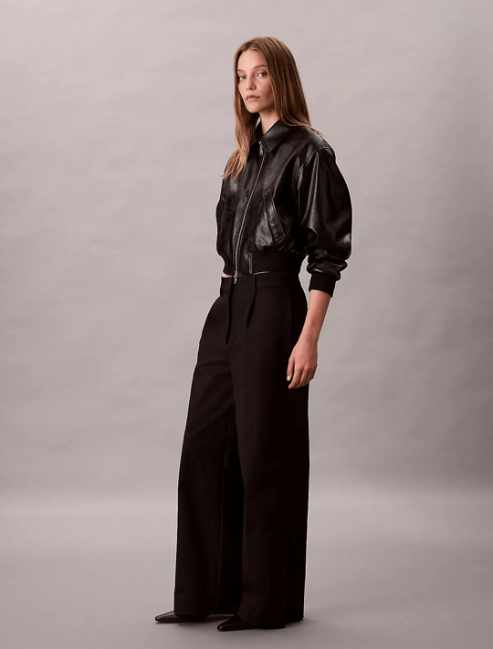 Calvin Klein Calvin Klein Kadın Yüksek Bel Geniş Paça Rahat Kesim Siyah Pantolon LV044D664G-UB1
