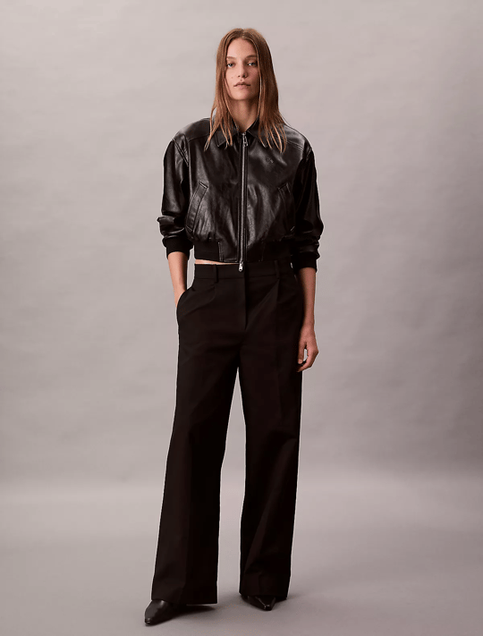 Calvin Klein Calvin Klein Kadın Yüksek Bel Geniş Paça Rahat Kesim Siyah Pantolon LV044D664G-UB1