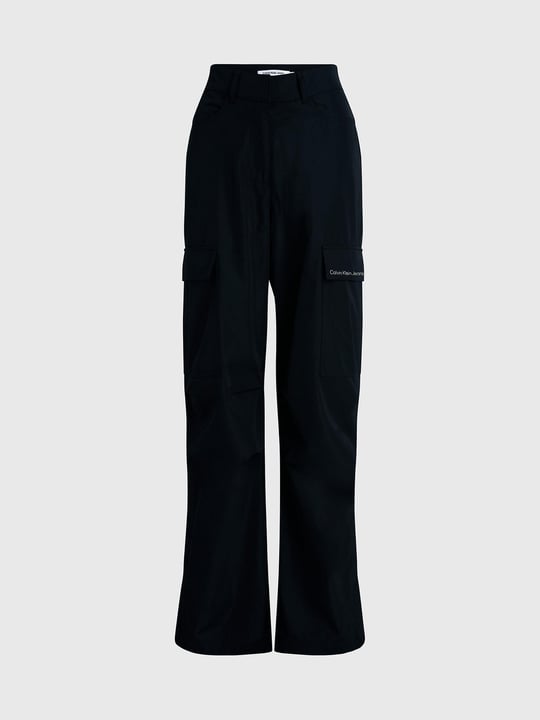 Calvin Klein Calvin Kleın Kadın Yüksek Belli Pamuk Karışımlı Günlük Kullanım Siyah Pantolon J20J222237-BEH