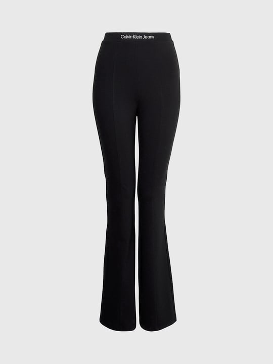 Calvin Klein Calvin Kleın Kadın Yüksek Belli Cepli Geniş Paçalı Günlük Siyah Tayt J20J221917-BEH
