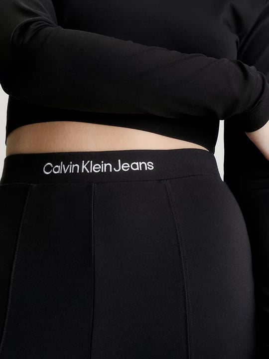 Calvin Klein Calvin Kleın Kadın Yüksek Belli Cepli Geniş Paçalı Günlük Siyah Tayt J20J221917-BEH