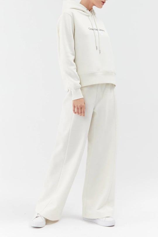 Calvin Klein Calvin Kleın Kadın Yüksek Bel Dokuma Kumaş Rahat Günlük Beyaz Eşofman Altı J20J221916-YBI