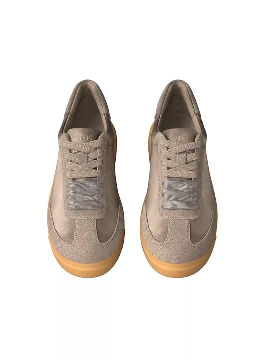 Calvin Klein Calvin Klein Kadın Yumuşak Süet Deri Rahat Taban Bağcıklı Yuvarlak Burun Kahverengi Sneaker HW0HW03288-0H0