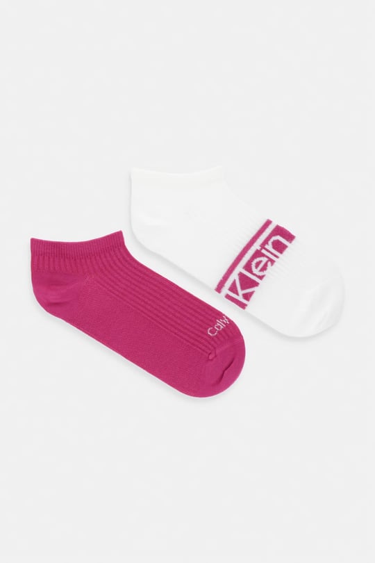 Calvin Klein Calvin Klein Kadın Yumuşak Pamuklu Logo Detaylı Düşük Bilekli İkili Paket Beyaz-Pembe Çorap C701238129-003