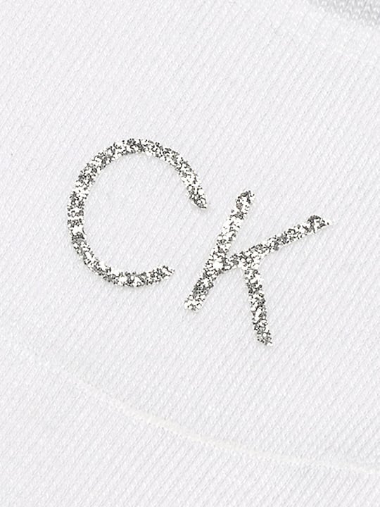 Calvin Klein Calvin Klein Kadın Yumuşak Örme Kumaşlı CK Logo Nakışlı İkili Paket Beyaz Çorap C701228800-003