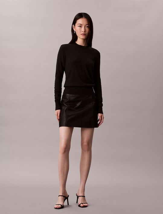 Calvin Klein Calvin Klein Kadın Yuvarlak Yaka Uzun Kol Yün Kumaş Regular Fit Siyah Kazak LV044D370G-UB1