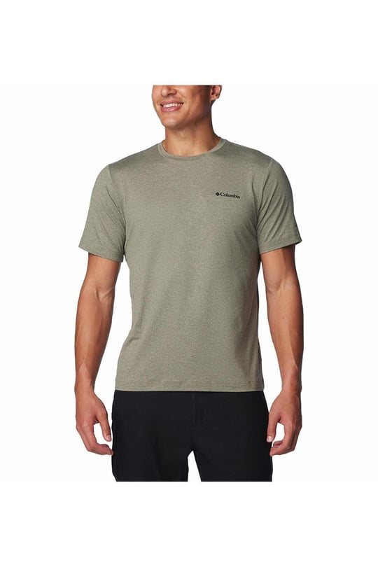 Columbia Columbia Erkek Pamuklu Marka Logolu Yazlık Günlük Kullanım Haki T-Shirt 2074581-397