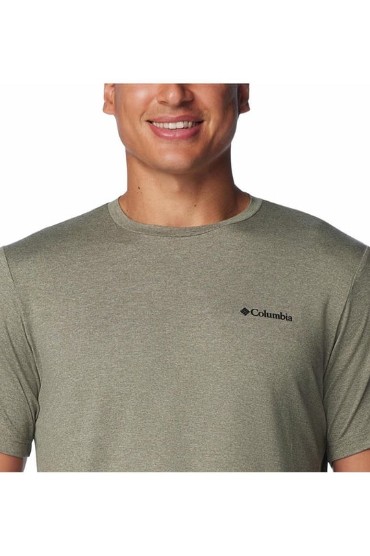 Columbia Columbia Erkek Pamuklu Marka Logolu Yazlık Günlük Kullanım Haki T-Shirt 2074581-397