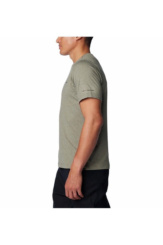 Columbia Columbia Erkek Pamuklu Marka Logolu Yazlık Günlük Kullanım Haki T-Shirt 2074581-397