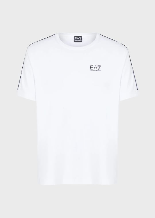 Ea7 Ea7 Erkek %100 Pamuklu Regular Fit Kısa Kollu Beyaz T-Shirt 3LPT31 PJFUZ-1100