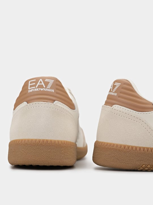 EA7 Ea7 Erkek Bağcıklı Marka Logolu Spor Stil Beyaz-Kahverengi Sneaker 7X000405 AF19826-MZ333