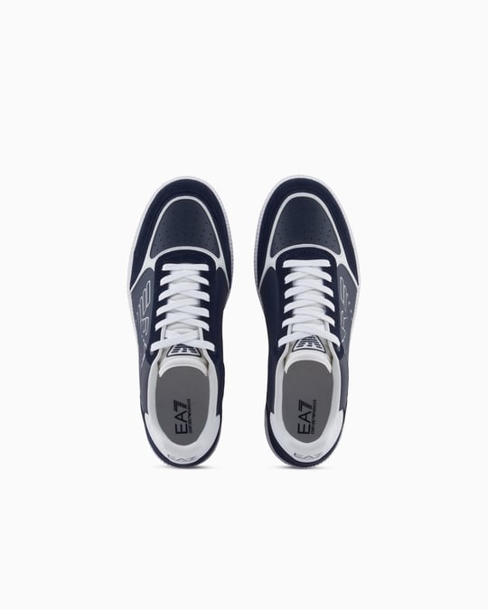 EA7 Ea7 Erkek Bağcıklı Marka Logolu Spor Stil Beyaz-Lacivert Sneaker 7X000405 AF19826-MZ069
