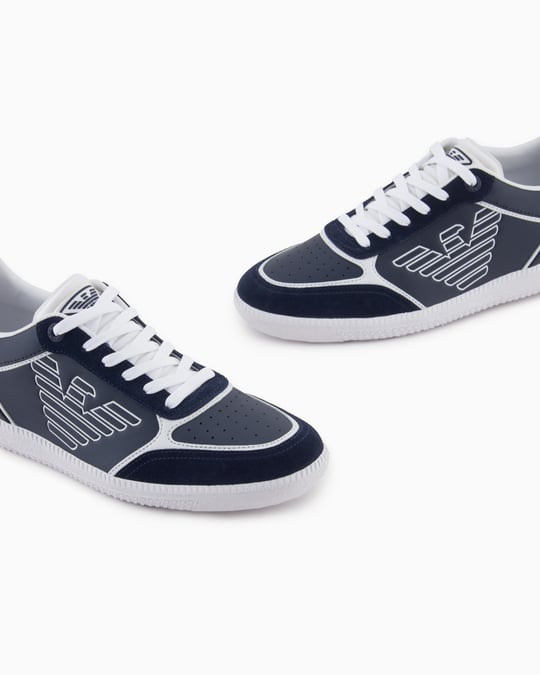 EA7 Ea7 Erkek Bağcıklı Marka Logolu Spor Stil Beyaz-Lacivert Sneaker 7X000405 AF19826-MZ069
