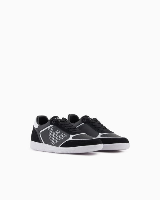 EA7 Ea7 Erkek Bağcıklı Marka Logolu Spor Stil Beyaz-Siyah Sneaker 7X000405 AF19826-MC001