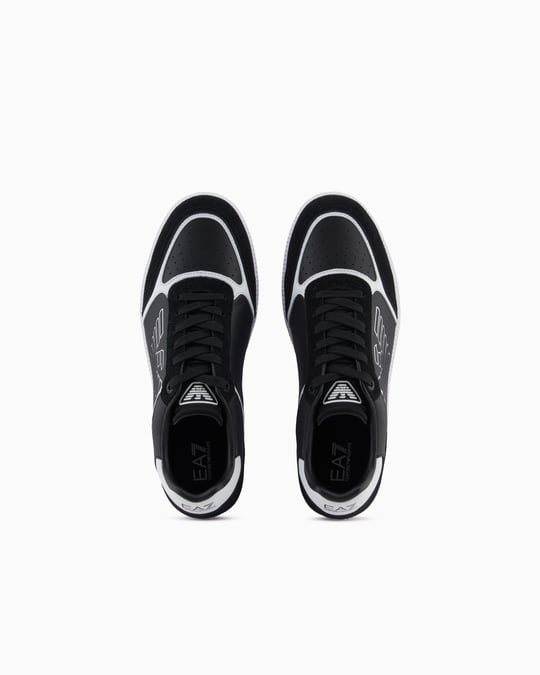 EA7 Ea7 Erkek Bağcıklı Marka Logolu Spor Stil Beyaz-Siyah Sneaker 7X000405 AF19826-MC001