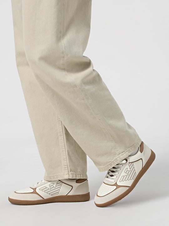 EA7 Ea7 Erkek Bağcıklı Marka Logolu Spor Stil Beyaz-Kahverengi Sneaker 7X000405 AF19826-MZ333