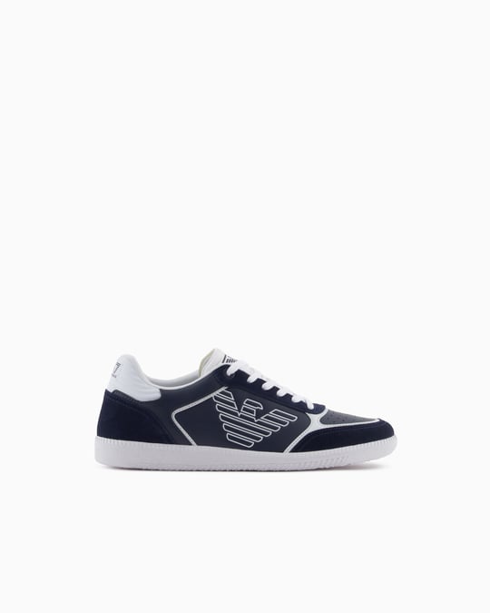 EA7 Ea7 Erkek Bağcıklı Marka Logolu Spor Stil Beyaz-Lacivert Sneaker 7X000405 AF19826-MZ069