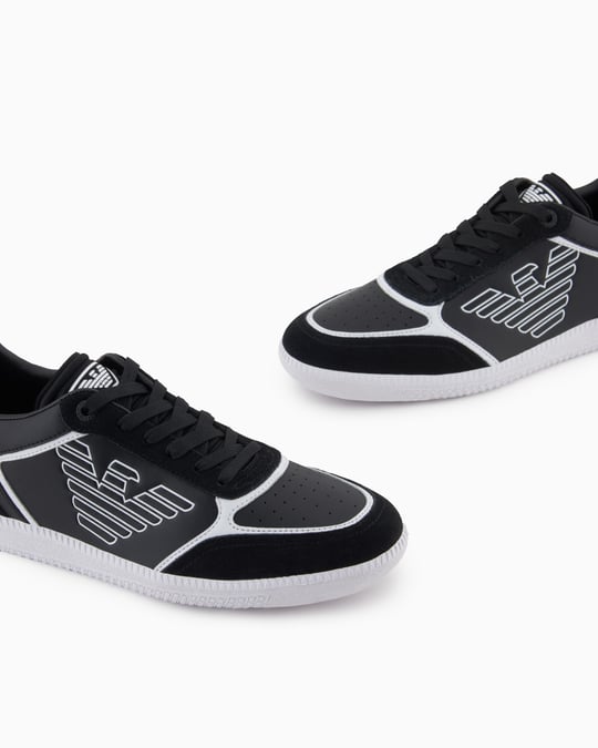 EA7 Ea7 Erkek Bağcıklı Marka Logolu Spor Stil Beyaz-Siyah Sneaker 7X000405 AF19826-MC001