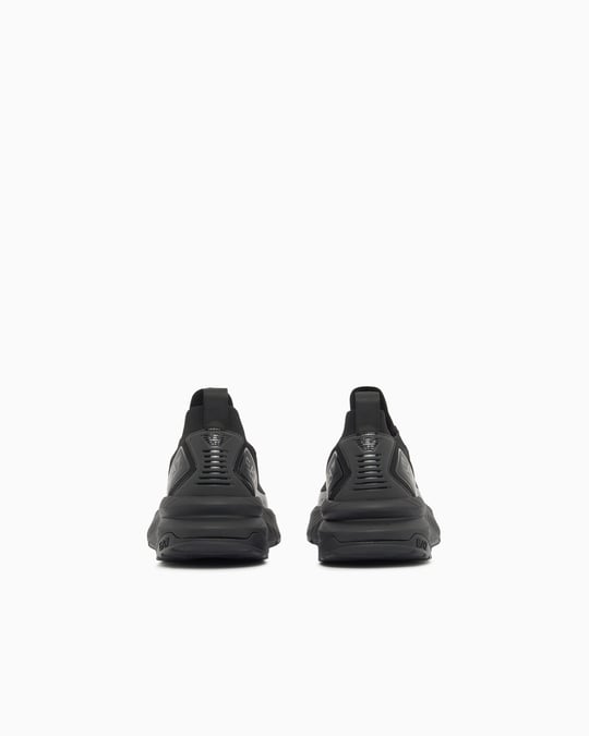 EA7 Ea7 Erkek Bağcıklı Rahat Taban Logo Detaylı Deri Günlük Siyah1 Sneaker 7X000343 AF18639-MC513