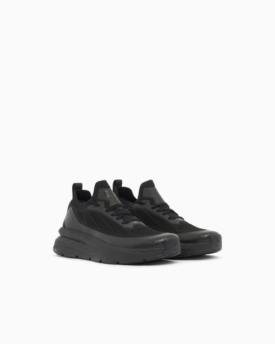 EA7 Ea7 Erkek Bağcıklı Rahat Taban Logo Detaylı Deri Günlük Siyah1 Sneaker 7X000343 AF18639-MC513