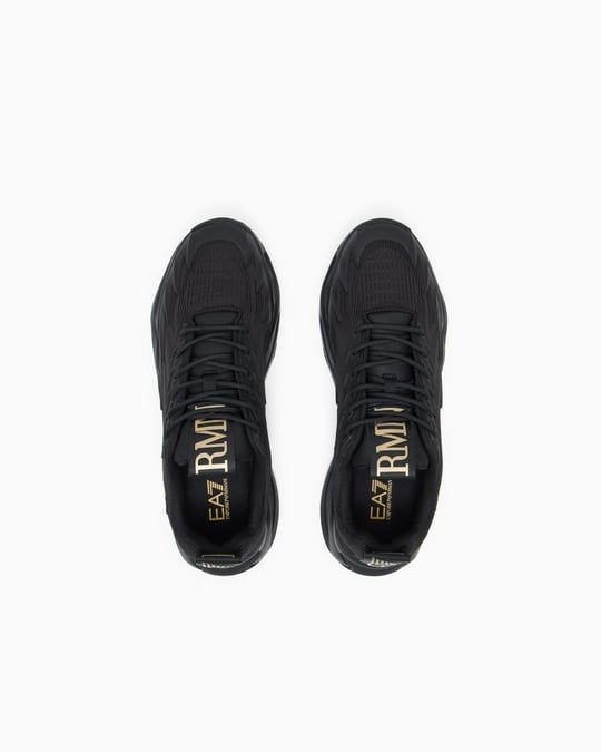 EA7 Ea7 Erkek Fileli Rahat Taban Bağlamalı Spor Siyah1 Sneaker 7X000304 AF18442-MC021