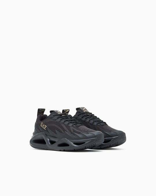 EA7 Ea7 Erkek Fileli Rahat Taban Bağlamalı Spor Siyah1 Sneaker 7X000304 AF18442-MC021