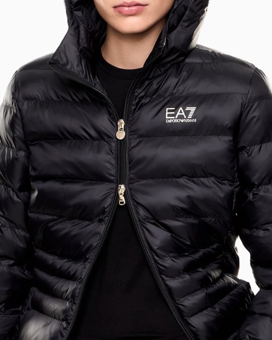 EA7 Ea7 Erkek Kapüşonlu Yaka Uzun Kollu Fermuarlı Siyah Mont 7W000684 AF12475-UC001